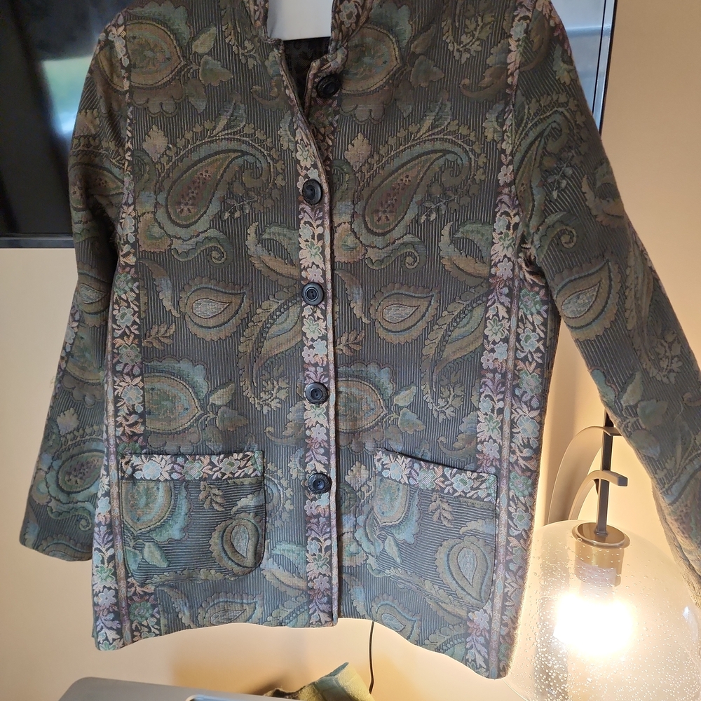 Koret Olive Green Paisley Button-Front Jacket